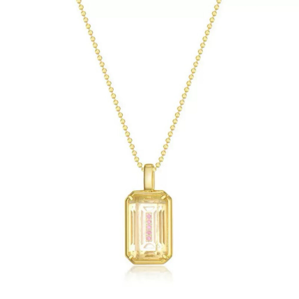 Collier Cristal de Roche – Reflet Précieux, Argent Plaqué Or 10K
