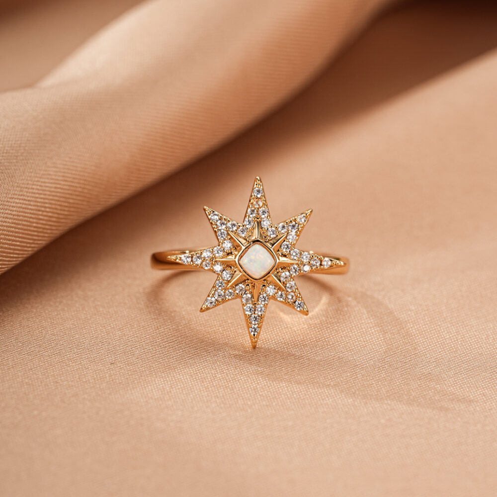 Bague Opale – Lune Étoilée