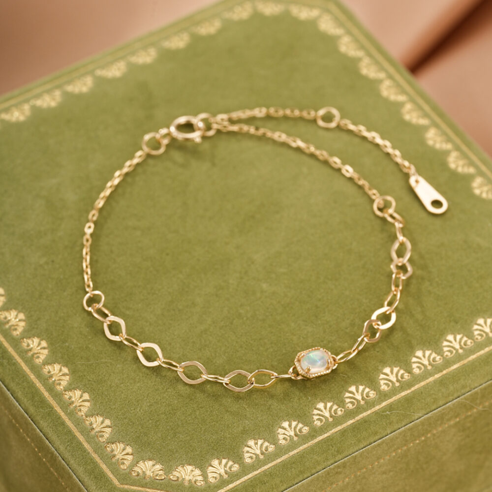 Bracelet Opale – Lien Précieux, Argent Plaqué Or