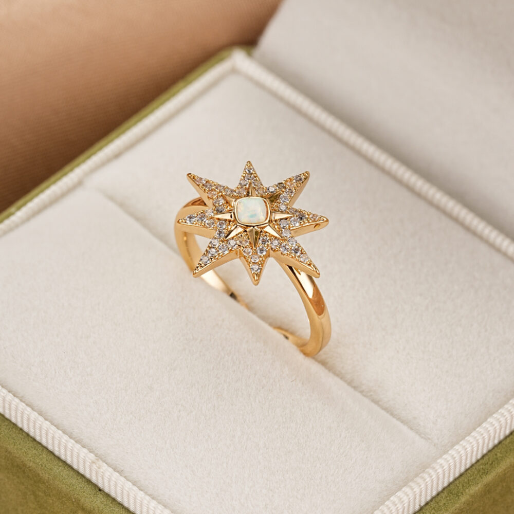 Bague Opale – Lune Étoilée