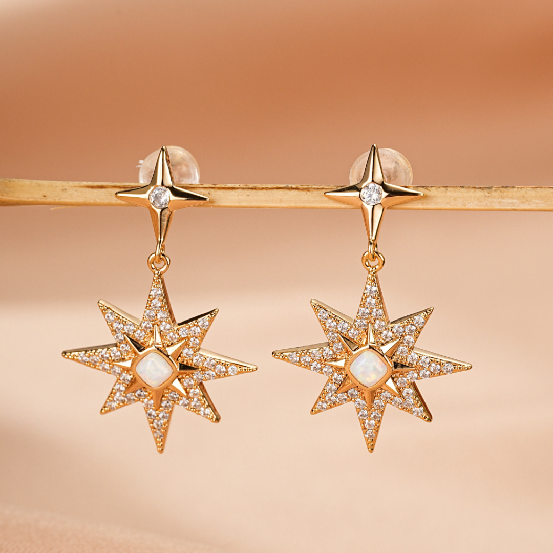 Boucles d'Oreilles Opale – Lune Étoilée