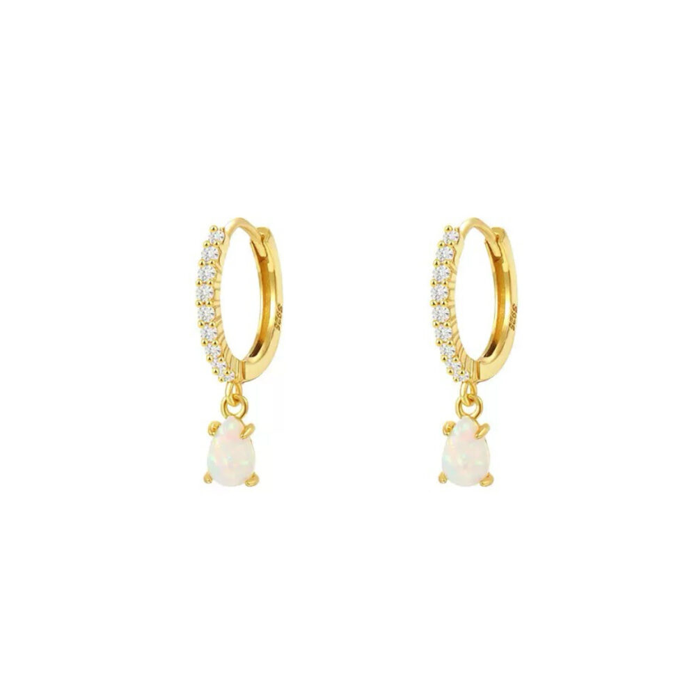 Boucles d'oreilles Opale – Goutte Solaire, Argent Plaqué Or
