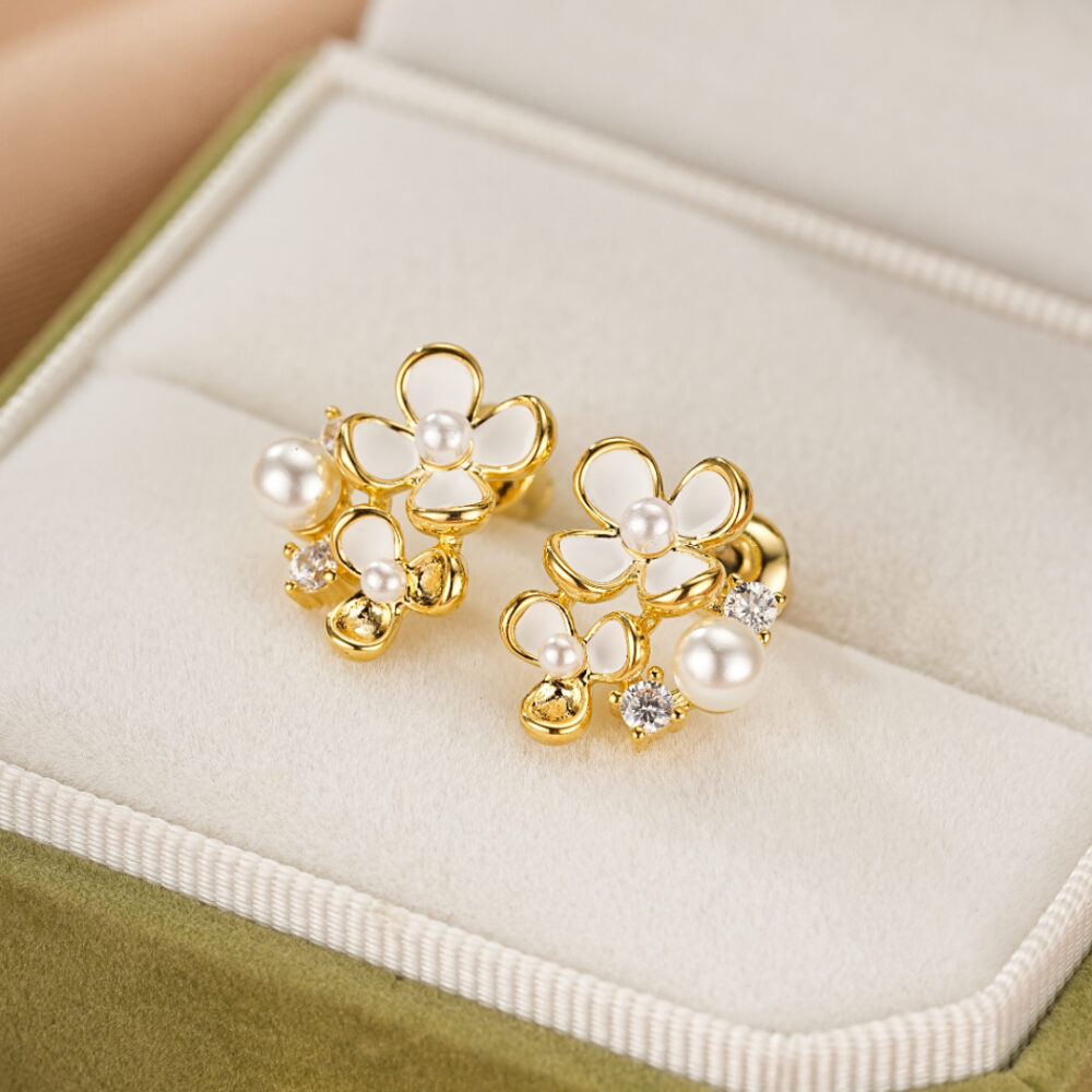 Boucles d'Oreilles Perle – Éclat Floral