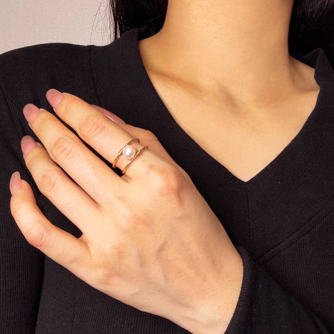 Bague Perle – Torsade Lumineuse