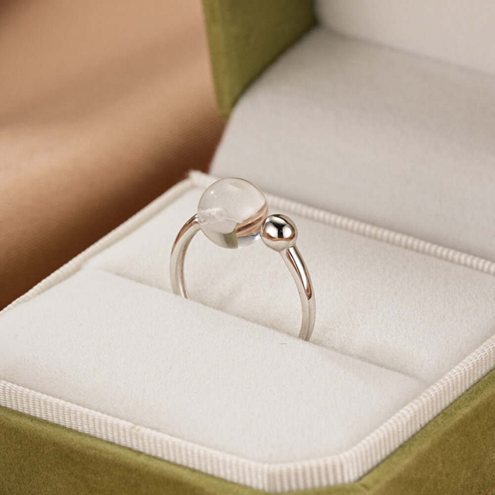Bague Cristal de Roche – Sphère de Lumière, Argent