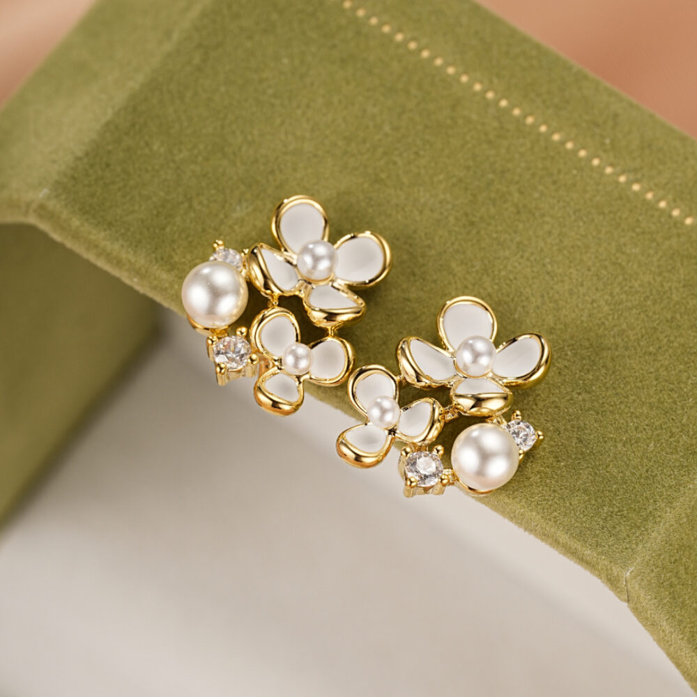 Boucles d'Oreilles Perle – Éclat Floral