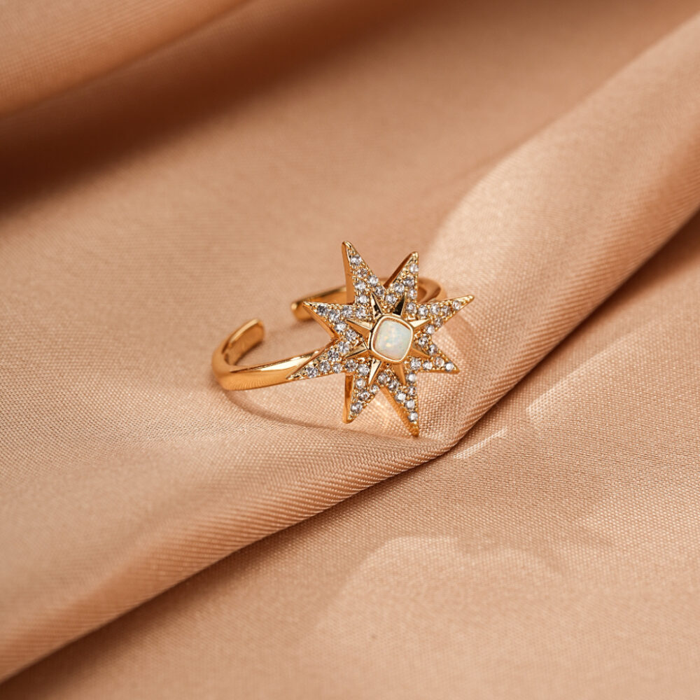 Bague Opale – Lune Étoilée