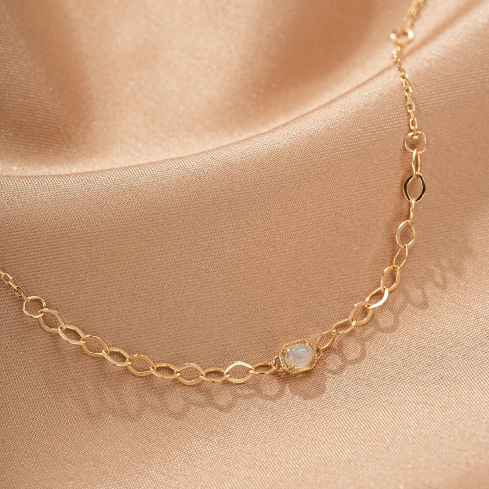 Bracelet Opale – Lien Précieux, Argent Plaqué Or