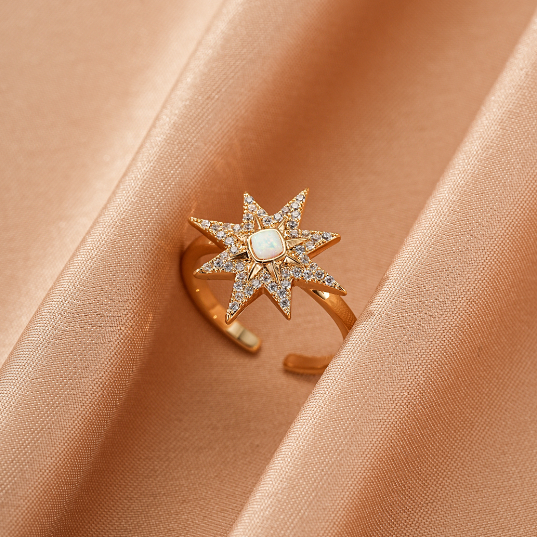 Bague Opale – Lune Étoilée