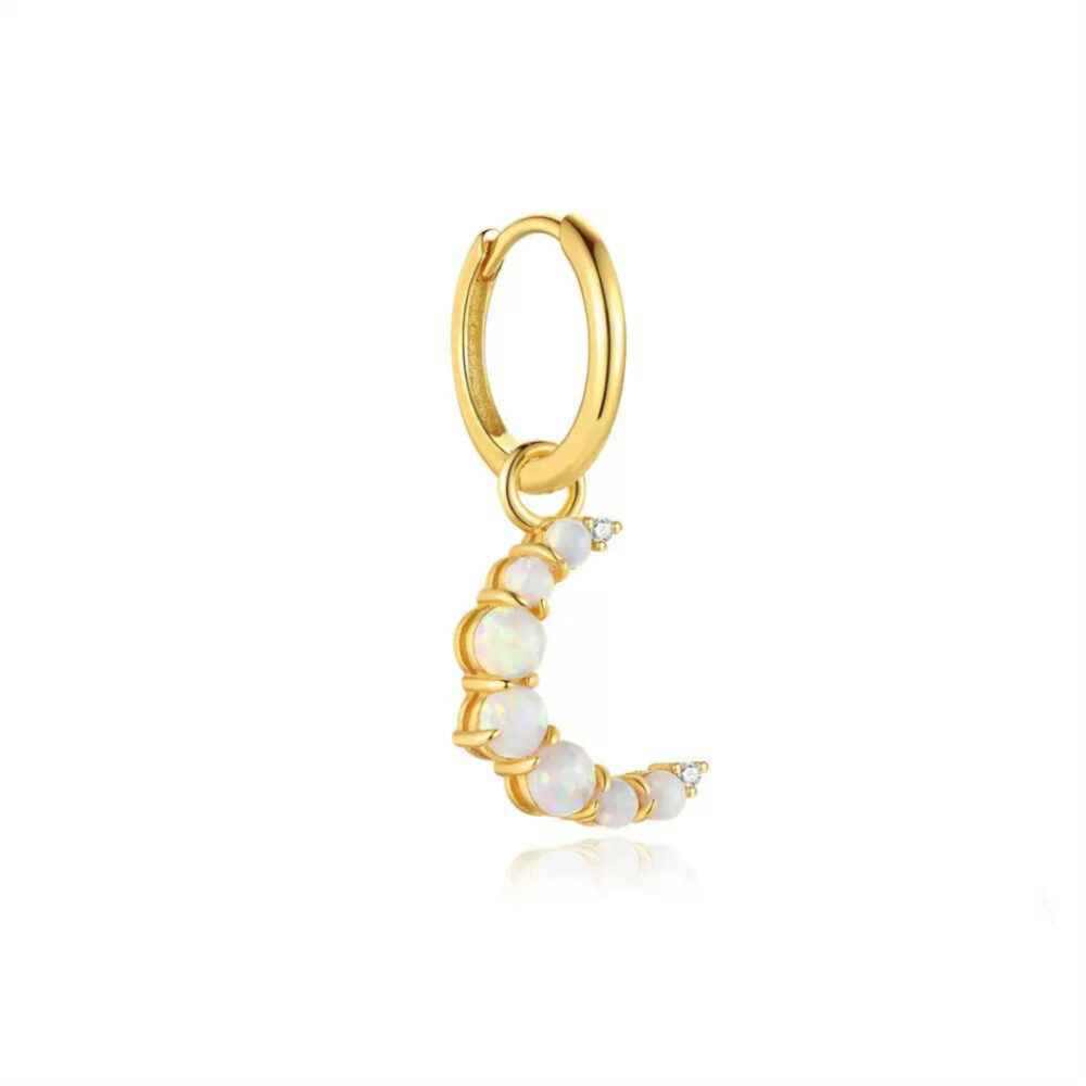 Boucle d’Oreille Opale – Douce Lueur, Argent 925 Plaqué Or 18K
