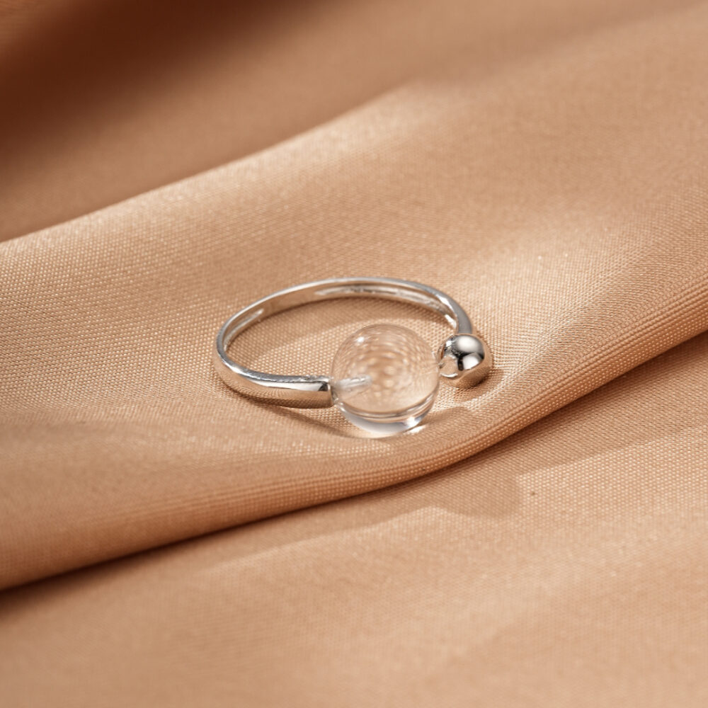 Bague Cristal de Roche – Sphère de Lumière, Argent