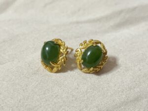 Boucles d'Oreilles Jade – Reine de Jade, Argent Plaqué Or photo review