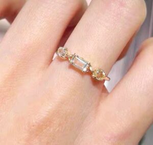 Bague Péridot et Topaze – Géométrie Raffinée, Argent Plaqué Or photo review