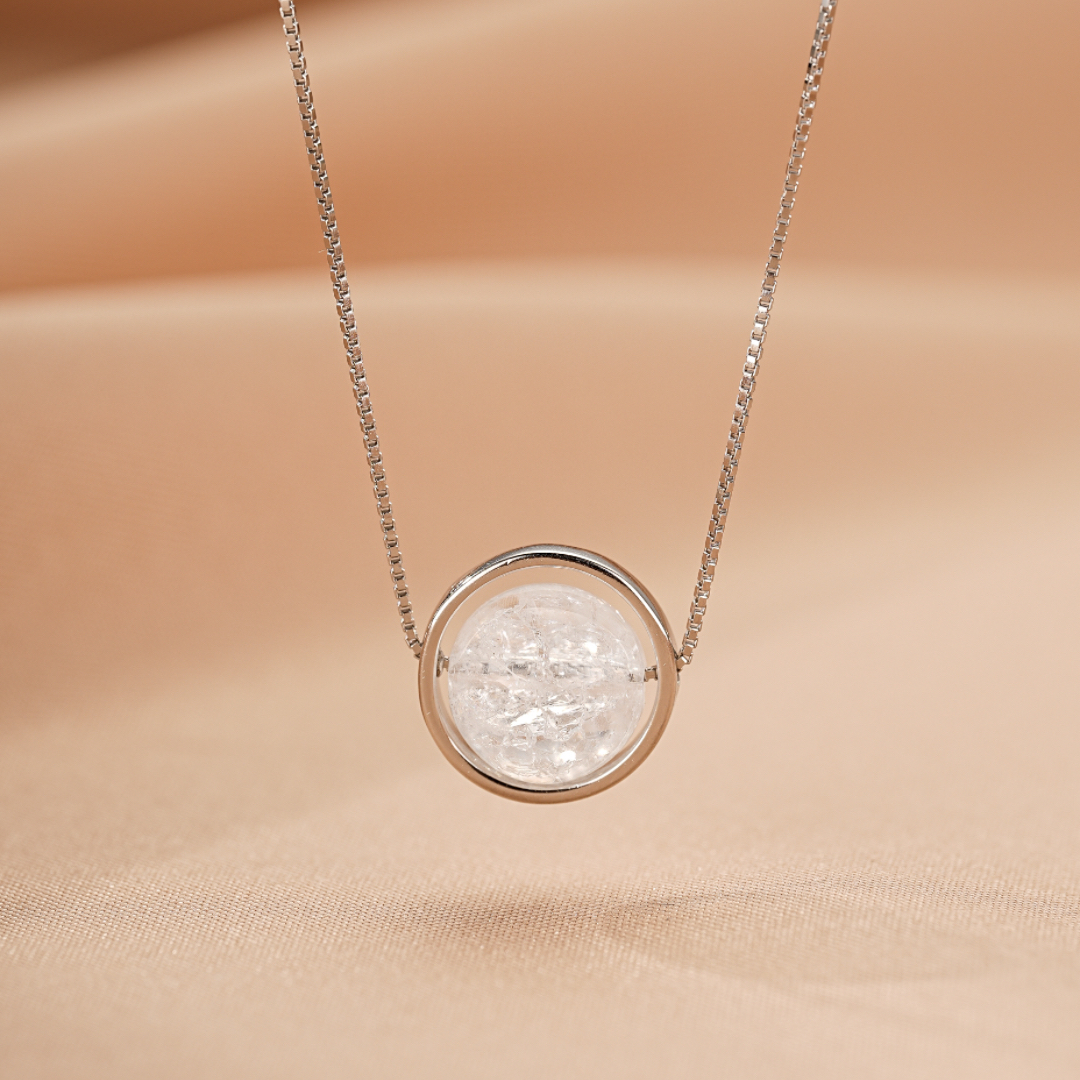 Collier Cristal de Roche – Clair de Lune, Argent 925
