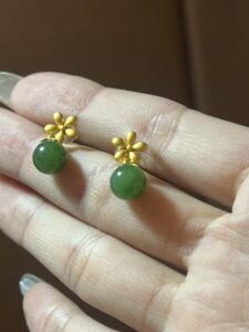 Boucles d’Oreilles Jade – Charme Vertueux, Argent Plaqué Or photo review