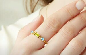 Bague Péridot et Topaze – Géométrie Raffinée, Argent Plaqué Or photo review