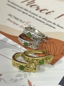 Boucles d'Oreilles Jade – Élégance Impériale, Argent Plaqué Or photo review