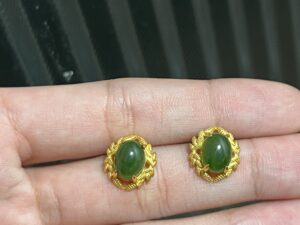 Boucles d'Oreilles Jade – Reine de Jade, Argent Plaqué Or photo review
