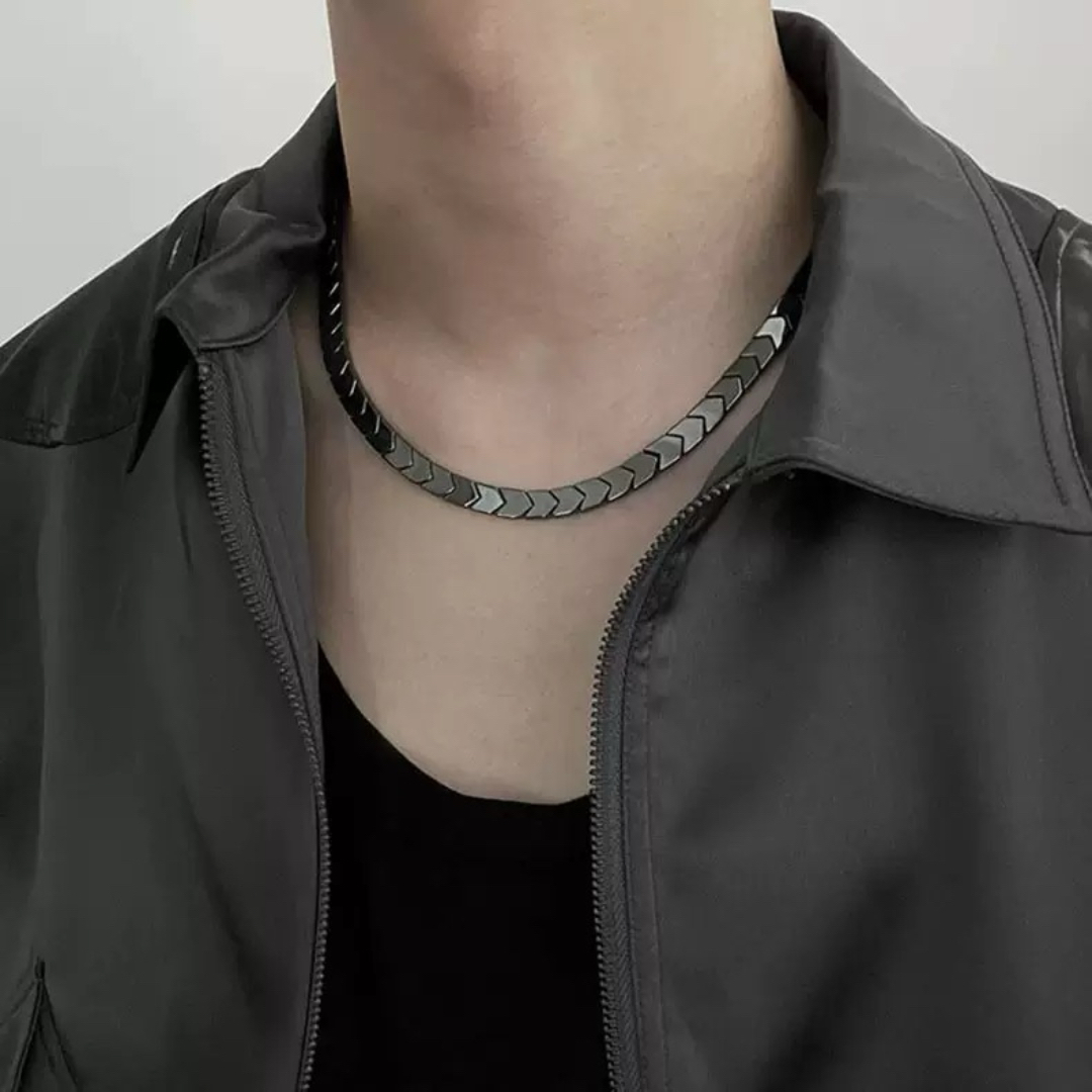 Collier Homme Hématite – Ligne Magnétique