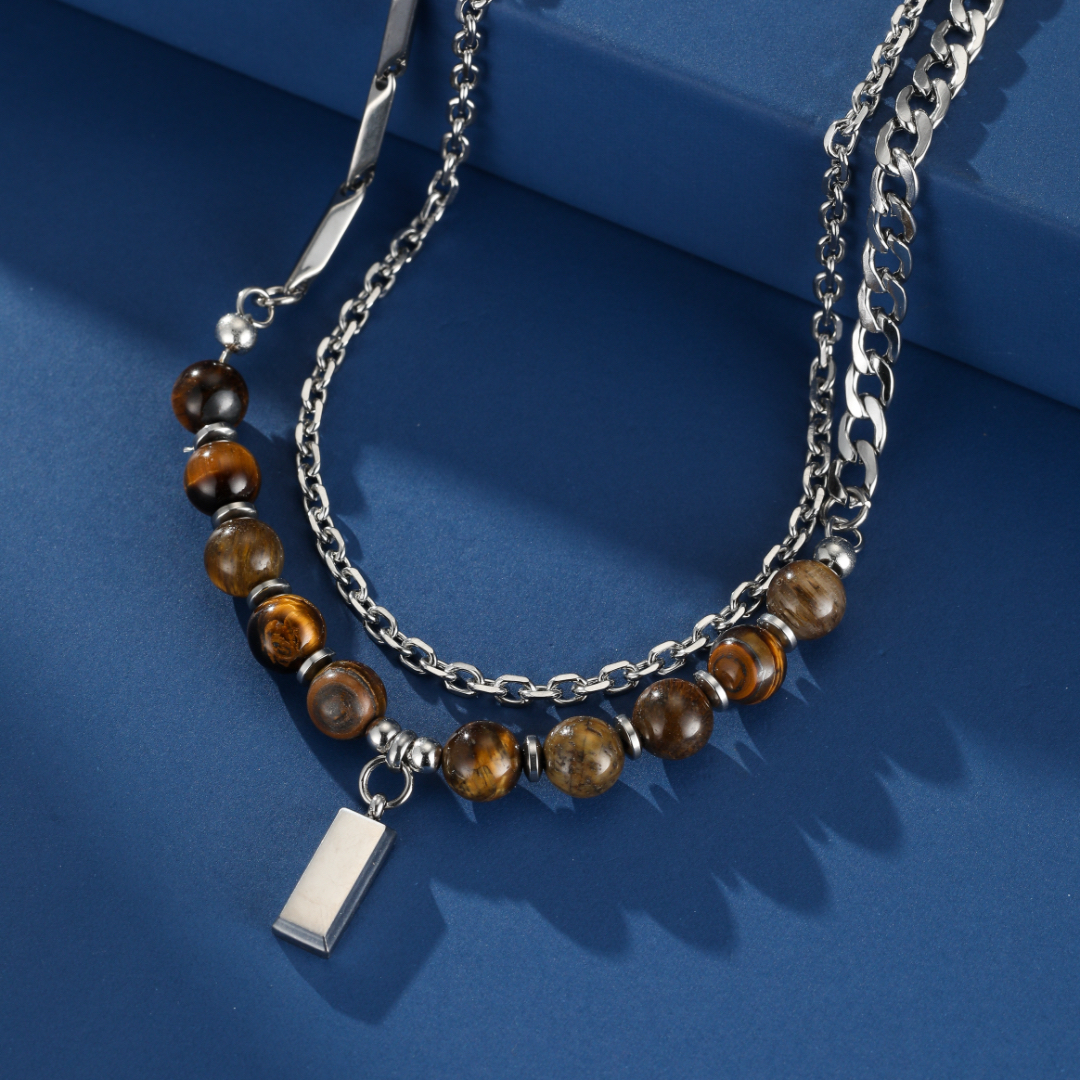 Collier Homme Œil de Tigre – Élan Minéral