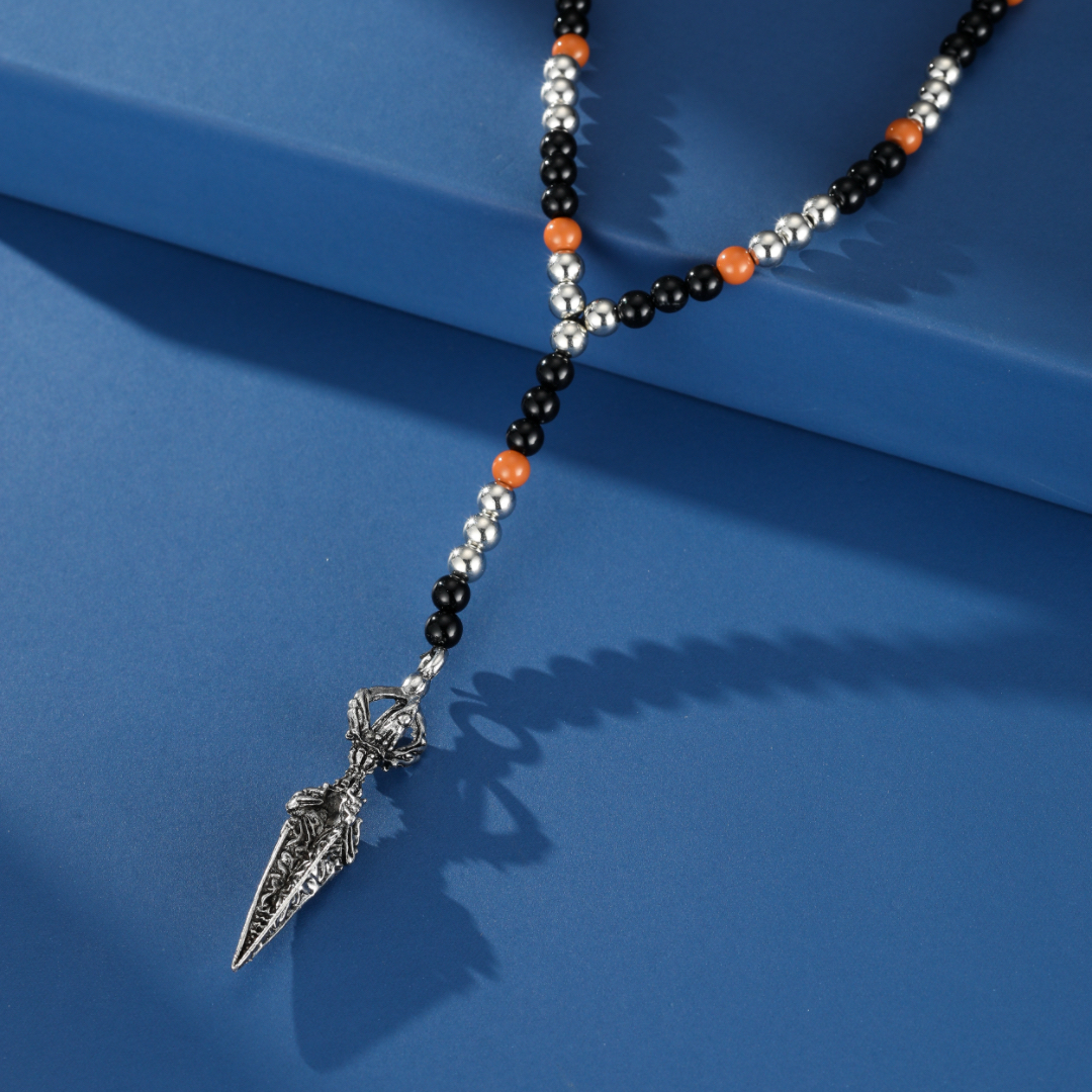 Collier Homme Œil de Tigre – Lame Tibétaine