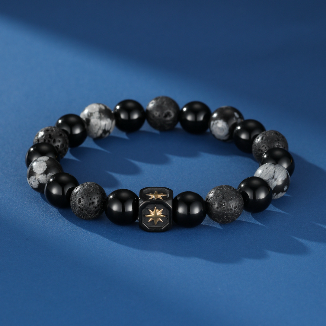 Bracelet Homme Obsidienne – Fragment Galactique
