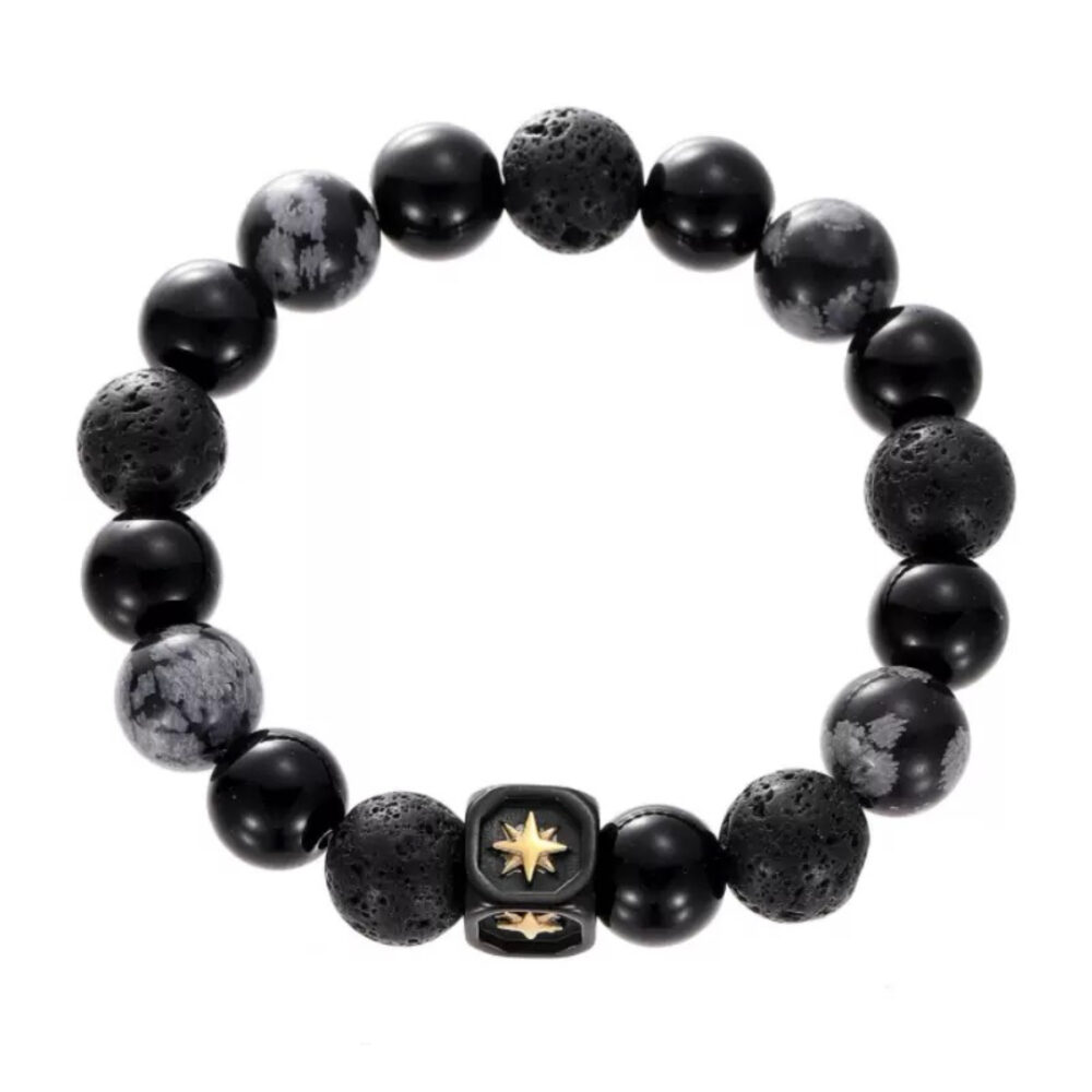 Bracelet Homme Obsidienne – Fragment Galactique