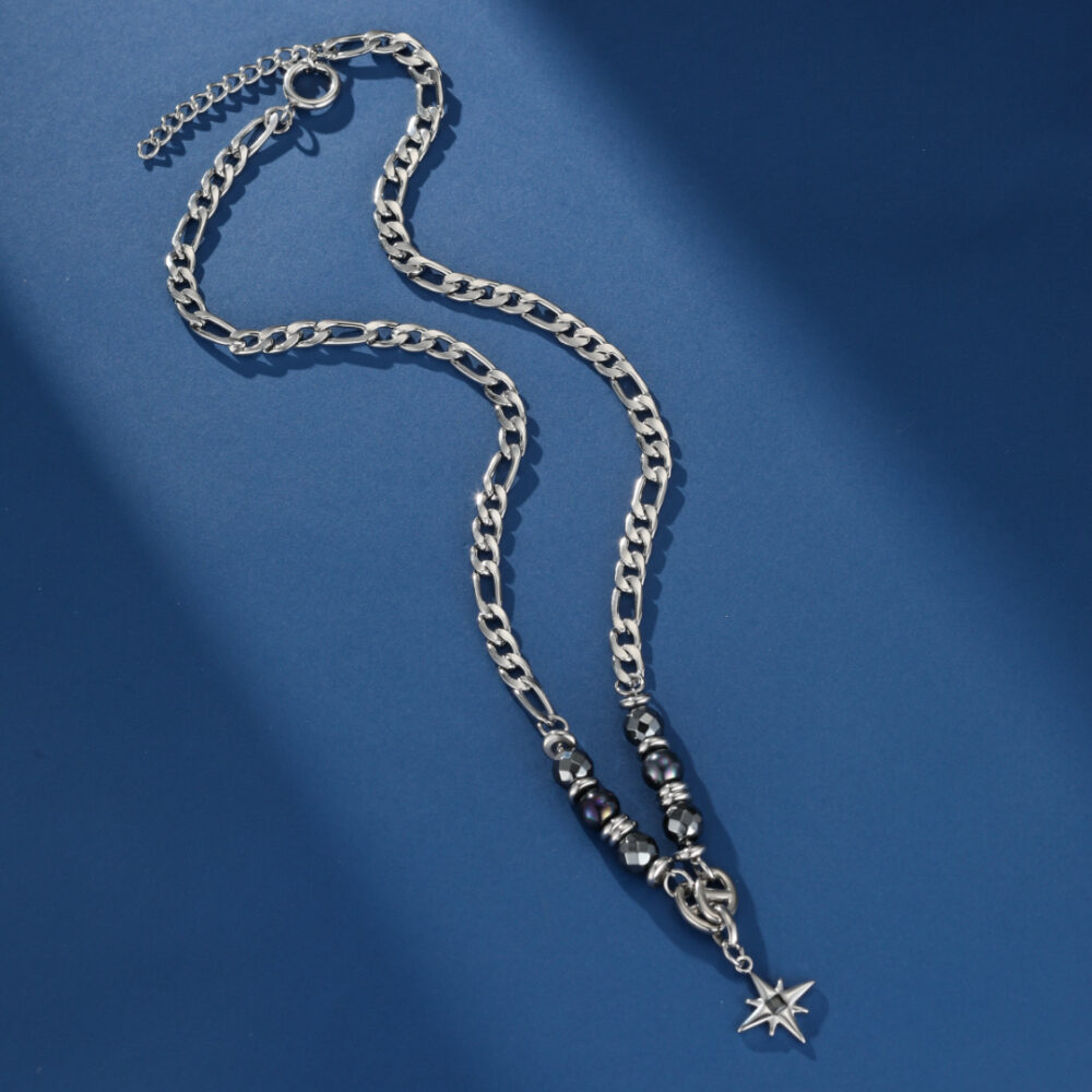 Collier Homme Hématite et Obsidienne – Éclat Astral
