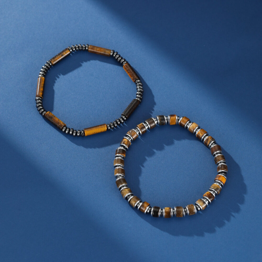 Bracelet Homme Œil de Tigre et Hématite – Duo Magnétique