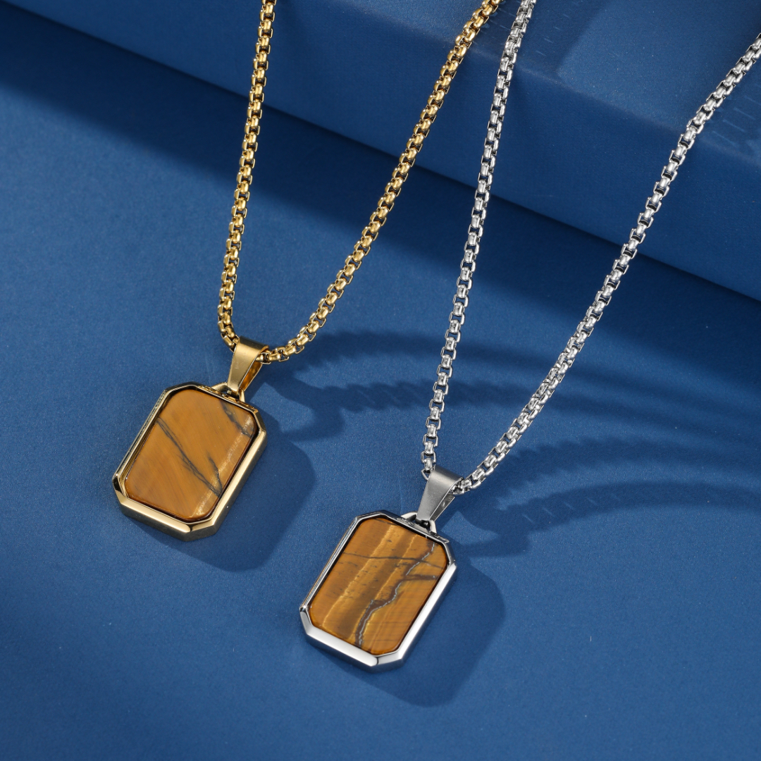 Collier Homme Œil de Tigre – Médaillon Impérial