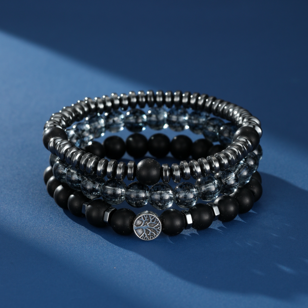 Bracelet Homme Hématite et Obsidienne – Protection Racine