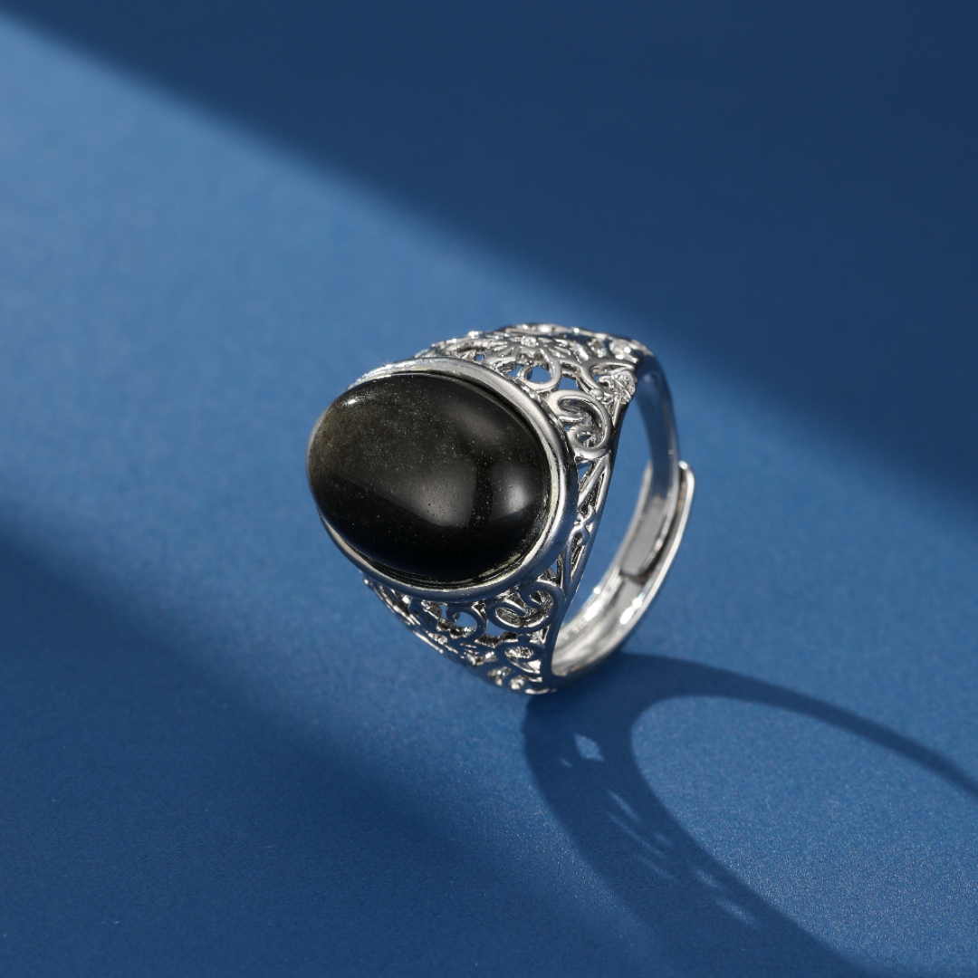 Bague Homme Obsidienne – Mystère Impérial