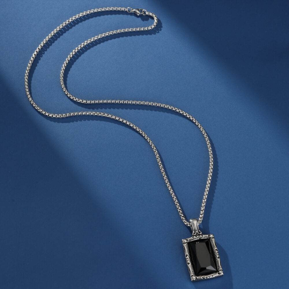 Collier Homme Obsidienne – Talisman Royal