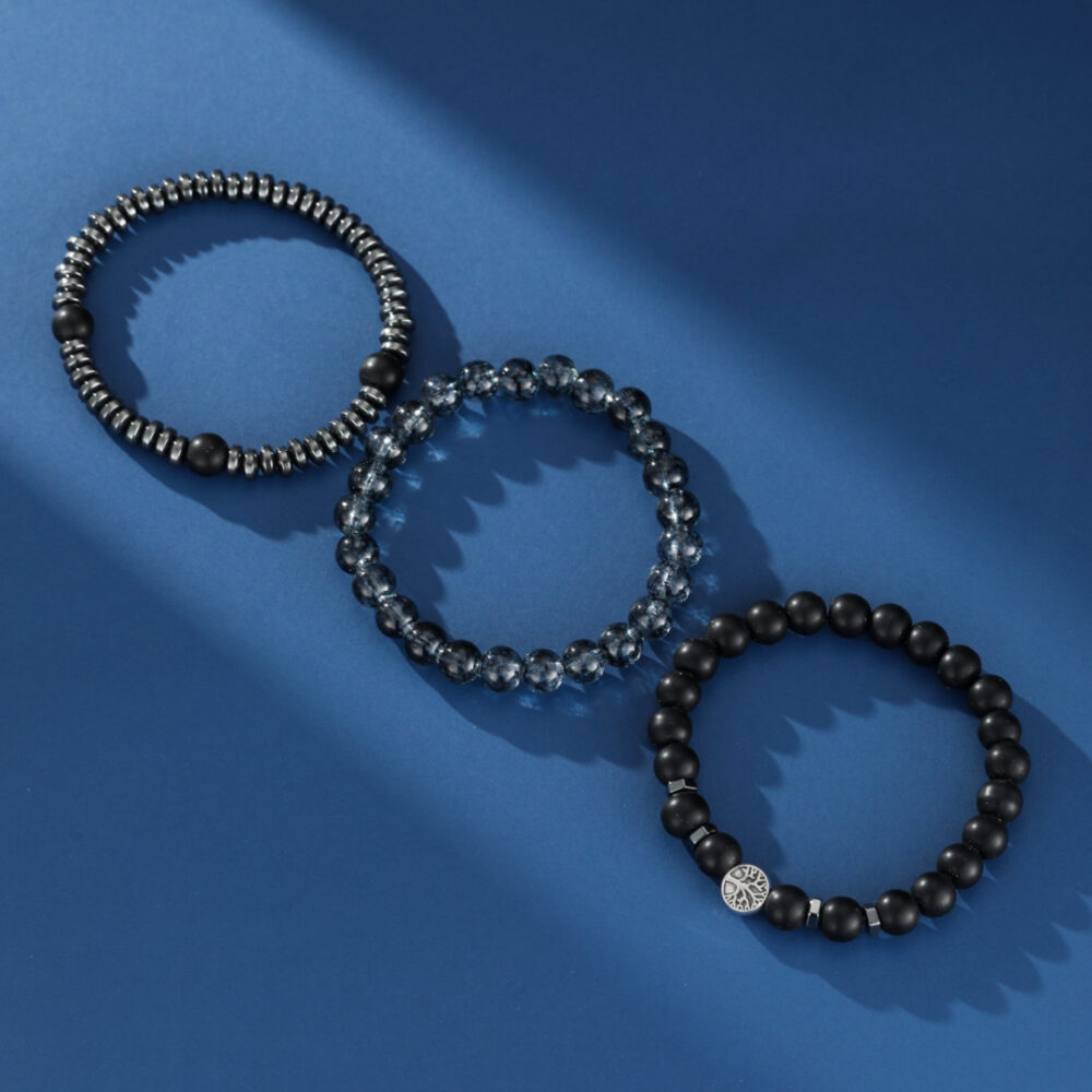 Bracelet Homme Hématite et Obsidienne – Protection Racine