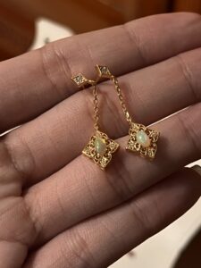 Boucles d'Oreilles Opale – Lumière Bohème, Argent Plaqué Or 10K photo review