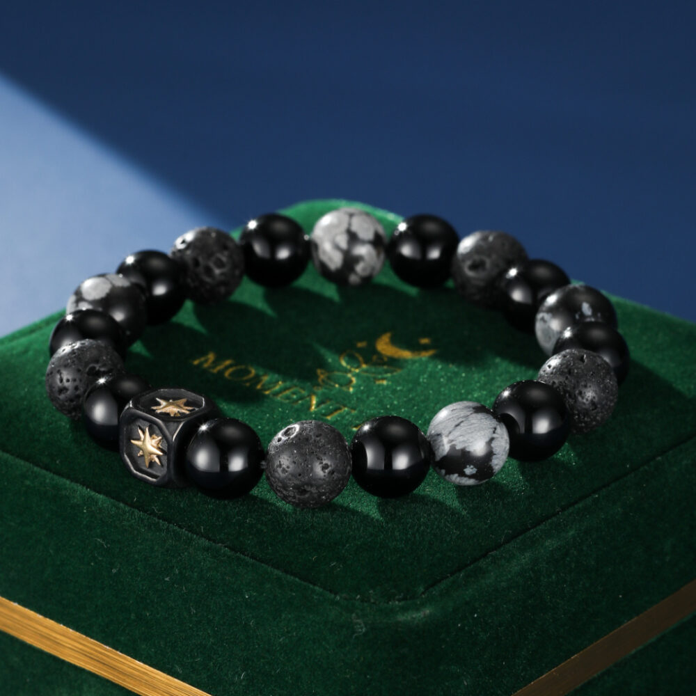 Bracelet Homme Obsidienne – Fragment Galactique