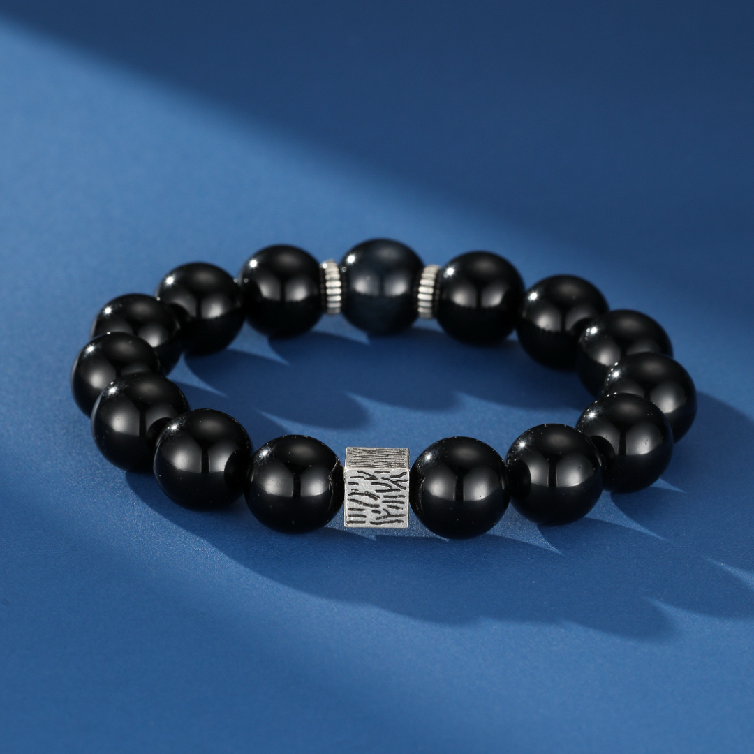 Bracelet Homme Obsidienne & Œil de Tigre – Aura Sombre, Argent 925