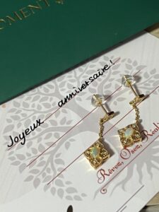 Boucles d'Oreilles Opale – Lumière Bohème, Argent Plaqué Or 10K photo review