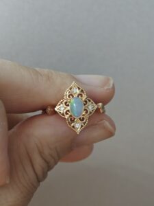 Bague Opale – Lumière Bohème, Argent Plaqué Or 10K photo review