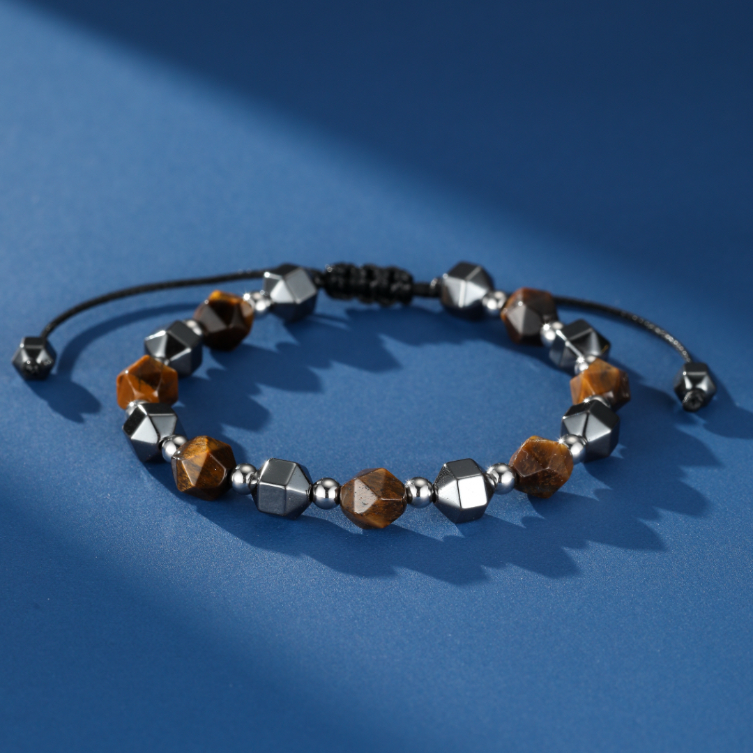 Bracelet Homme Hématite et Œil de Tigre – Sagesse Guerrière