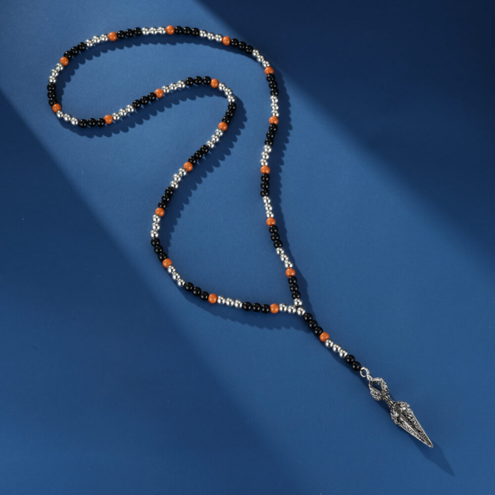 Collier Homme Œil de Tigre – Lame Tibétaine