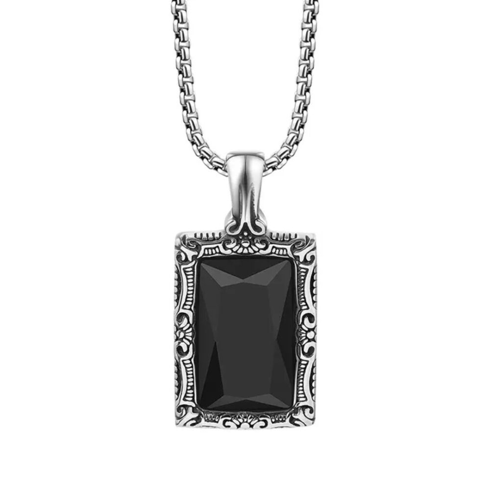 Collier Homme Obsidienne – Talisman Royal