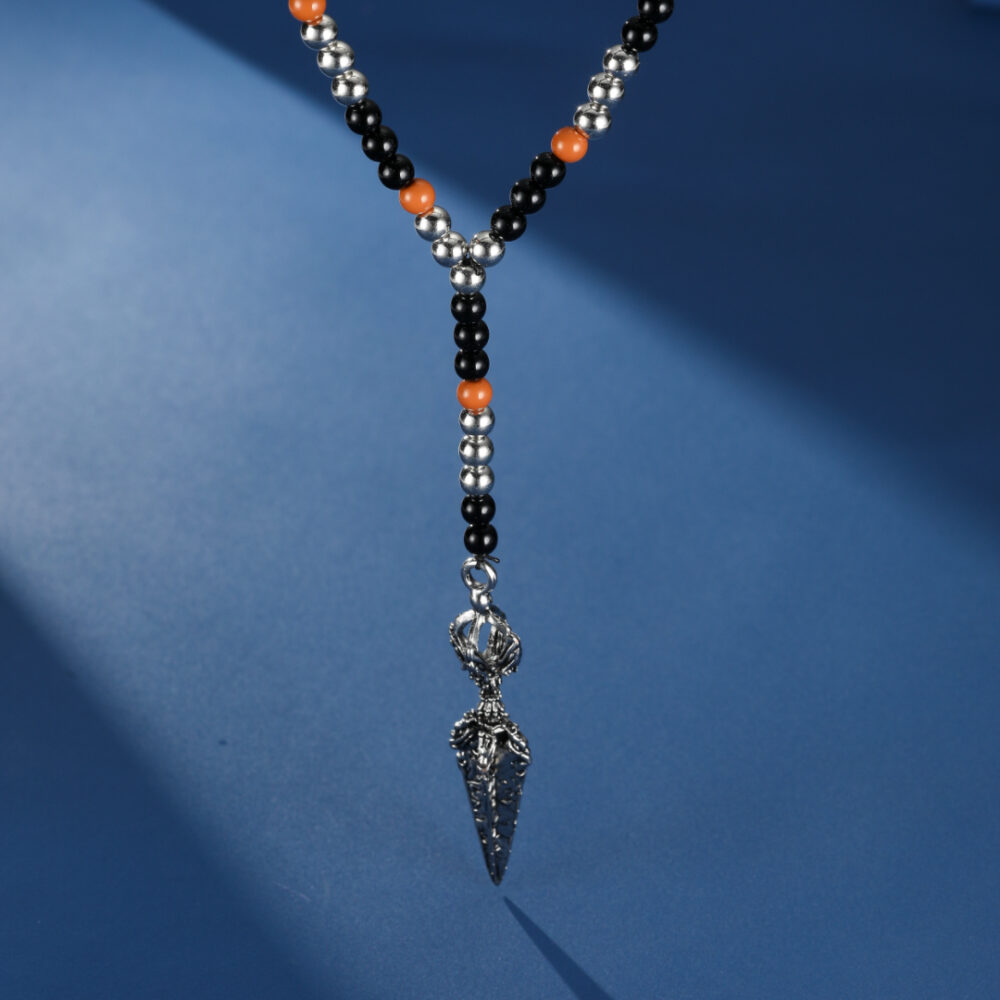 Collier Homme Œil de Tigre – Lame Tibétaine