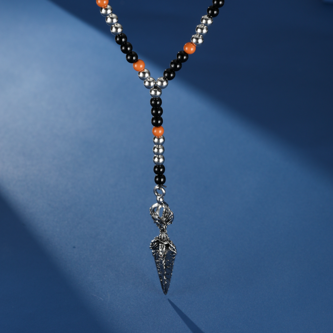 Collier Homme Œil de Tigre – Lame Tibétaine