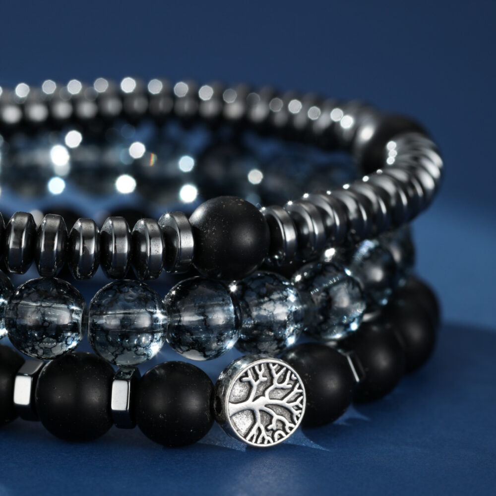 Bracelet Homme Hématite et Obsidienne – Protection Racine