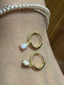 Boucles d'oreilles Opale – Goutte Solaire, Argent Plaqué Or photo review
