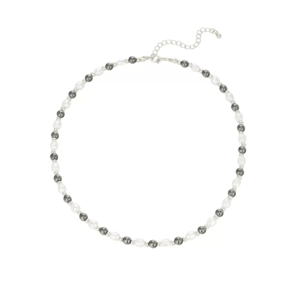Collier Homme Hématite et Perle – Équilibre Brut