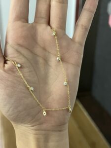 Collier Cristal de Roche – Pluie Dorée, Argent Plaqué Or 14K photo review