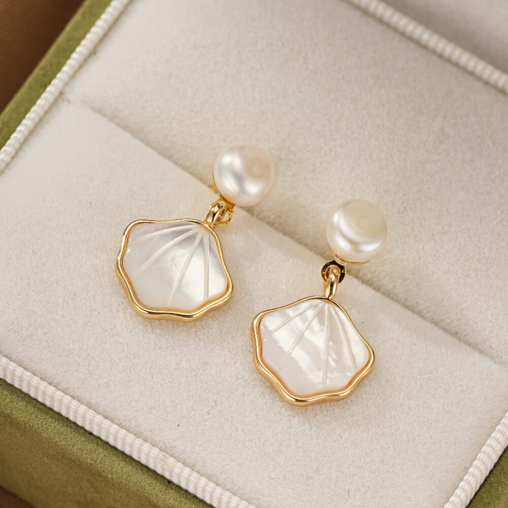 Boucles d’Oreilles Perle – Éclat Marin