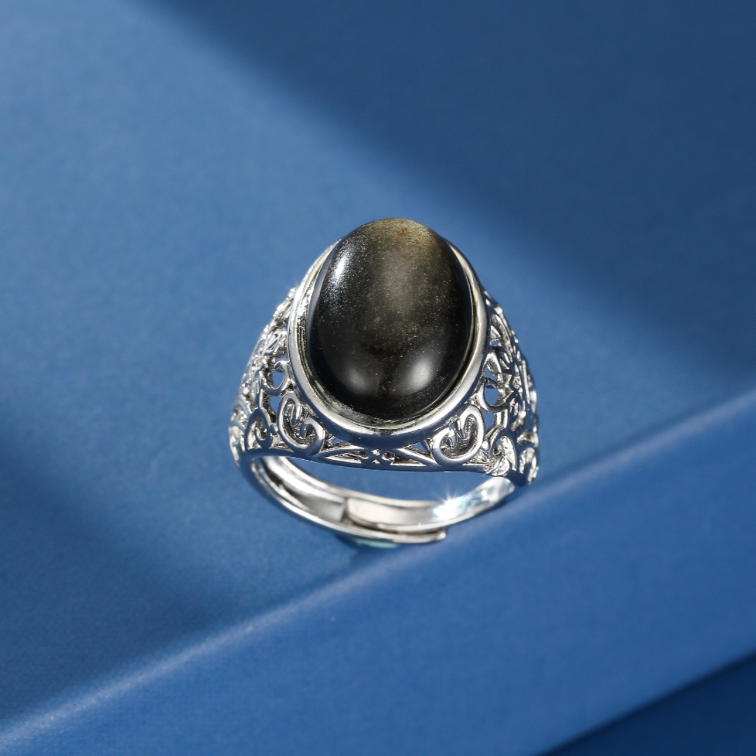 Bague Homme Obsidienne – Mystère Impérial